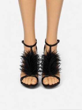 Vintage Aldo Black Feather Heels - Women's